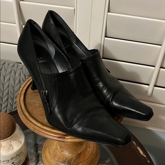 🛑 1 hour sale. Stuart Weitzman, size 9.5, Black Leather Heel booties - Picture 2 of 8